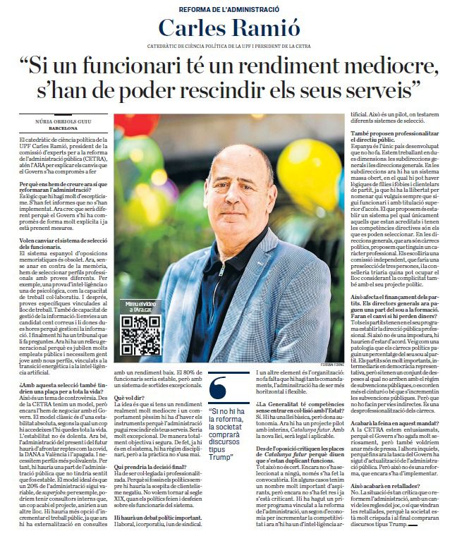 Des de la plataforma municipalista @arapactelocal coincidim en com n’és d’important abordar la Reforma de l’Administració des de tots els fronts i els treballadors públics en son una peça clau. Article de Carles Ramió a l'<a href="/diariARA/">diariARA</a> 📰 #ReformaAdministració