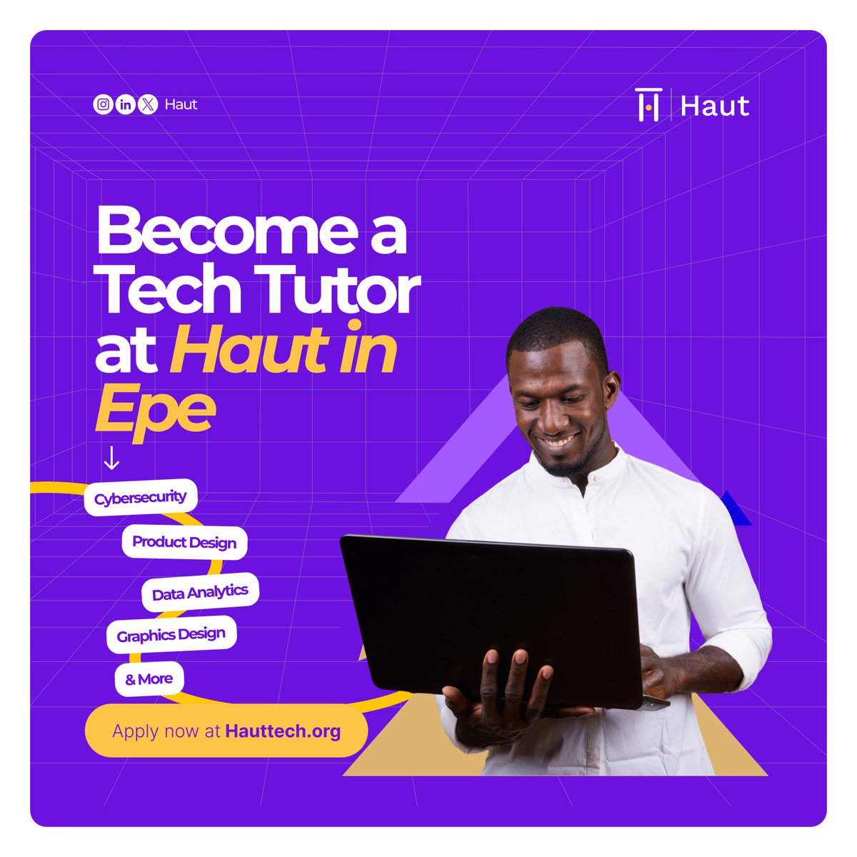 📢 We’re Hiring Tech Tutors!

Are you great at teaching and passionate about digital skills?
Haut Hub is looking for experts in Cybersecurity, Frontend Development, Backend Development, Product Design, Data Analytics, and more to train and guide the next generation in Epe.