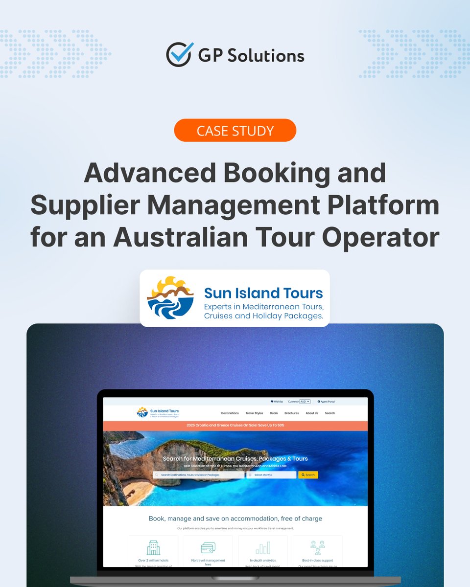 GPSolutionsGmbH's tweet photo. Discover how we helped @SunIslandTours transition to a flexible and scalable 𝘁𝗿𝗮𝘃𝗲𝗹 𝗺𝗮𝗻𝗮𝗴𝗲𝗺𝗲𝗻𝘁 𝘀𝗼𝗹𝘂𝘁𝗶𝗼𝗻
in our latest success story 👉https://t.co/gCrNVt7VZn

#TravelTech #SoftwareDevelopment #TravelSoftware #DigitalTransformation #TourOperatorSoftware https://t.co/E0sAzKANhc