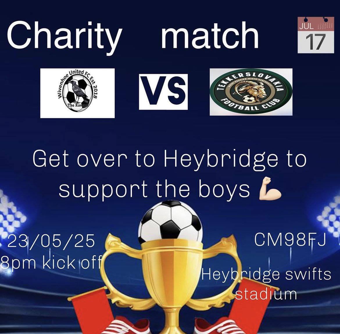 Next up ⚽️
Please come over and show your support we face <a href="/TekkersCFC/">Tekkerslovakia Charity Football Club</a> in a friendly this Friday night all for a good cause ⚽️