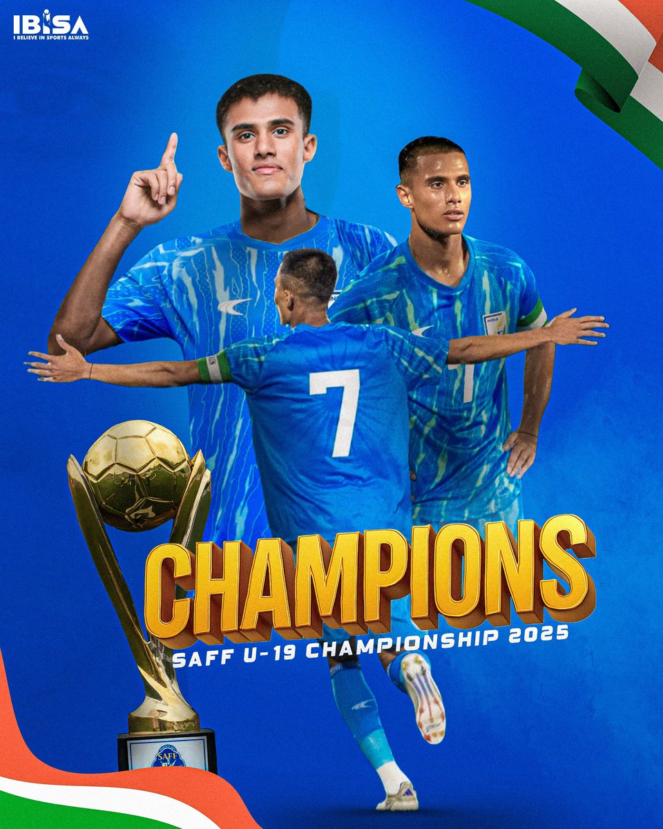 ibisasports's tweet photo. Congratulations to our very own Shami Singamayum, captain of the India U-19 National Team, for leading the team Indian to victory in the SAFF U-19 Championship! 🏆🏅
This is just the beginning- the future is yours. 💙✨
#IBISA #IBISASports #IndianFootball #SaffCup https://t.co/o0i78WIk9X