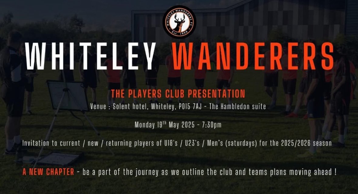 We welcome all current, new and returning players to attend our club presentation outlining our plans for next season and beyond - if you are interested in playing please come along ⚽️ 🦌