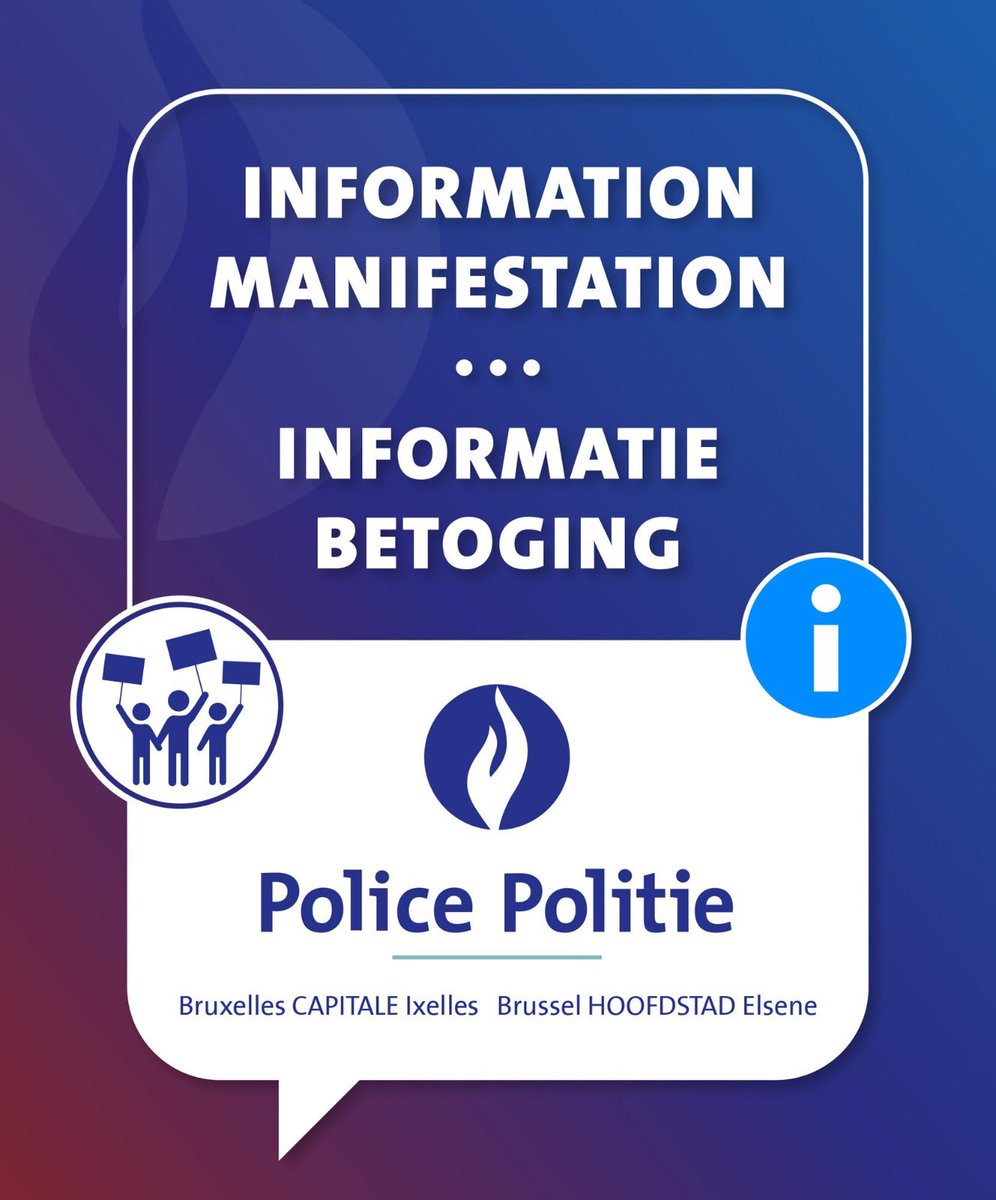 ⚠️🪧 Ce jeudi 22 mai 2025, une #manifestation aura lieu à #Bruxelles.
🚗 Des embarras de circulation sont à prévoir de 9h30 à 14h.

📍Veuillez éviter les secteurs suivants :
Départ : Boulevard Roi Albert II (Gare du Nord)
Arrivée : Place de l’Albertine (Gare centrale)
Parcours :