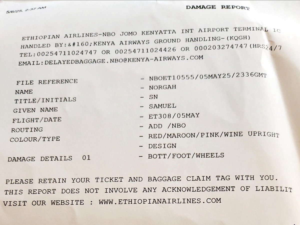 snorgah's tweet image. Always a pleasure flying @flyethiopian however, u’ve become complacent &amp;amp; take ur passengers for granted.  U r is becoming increasingly careless with handling passenger luggage &amp;amp; make no effort to contact passengers after they’ve reported damaged luggage. Damage reported on 5 May