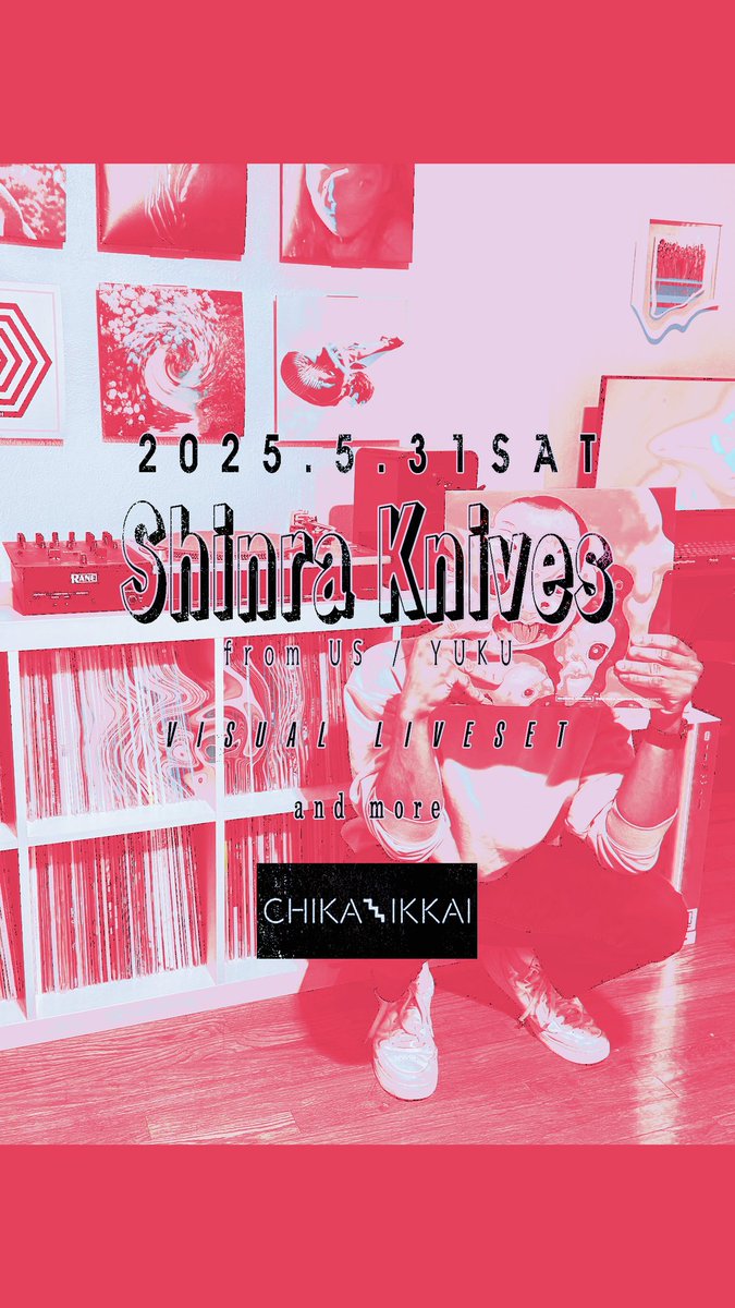 SUNCAQ's tweet photo. YUKUを代表するアーティスト
Shinra Knives @shinraknives が遂に来日

5/31 土曜夜 大阪CHIKA-IKKAI @chika_ikkai にて、彼の真骨頂であるVISUAL LIVE SETで登場

詳細は後日 https://t.co/BJkLkP7x1e