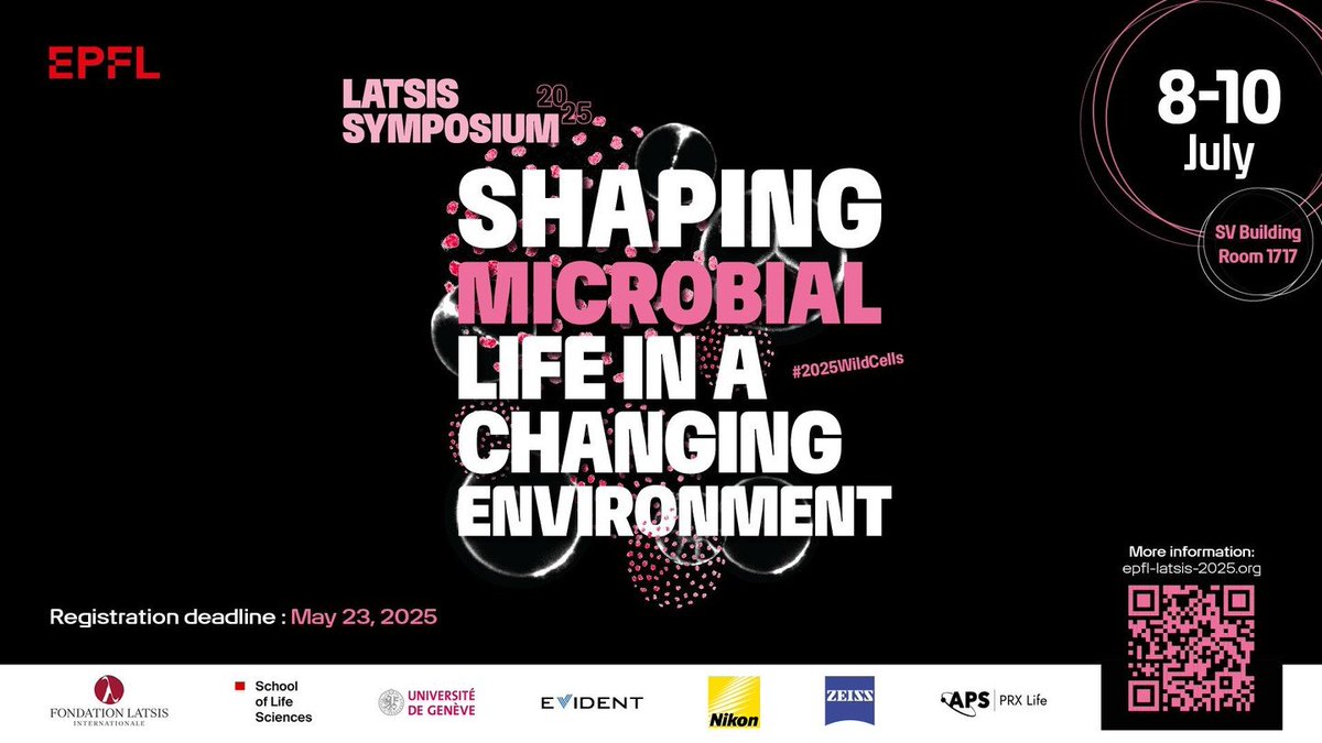 NCCR Microbiomes (@nccrmicrobiomes) on Twitter photo Registrations close this week! LATSIS SYMPOSIUM 2025 : "Shaping microbial life in a changing environment"
Invited speakers include <a href="/saramitri/">Sara Mitri</a> & <a href="/Lcs_Paoli/">Lucas Paoli</a>
Full details 👇
memento.epfl.ch/event/latsis-s…
#Microbiome #EnvironmentalScience #MicrobialEcology Registrations close this week! LATSIS SYMPOSIUM 2025 : "Shaping microbial life in a changing environment"
Invited speakers include <a href="/saramitri/">Sara Mitri</a> & <a href="/Lcs_Paoli/">Lucas Paoli</a>
Full details 👇
memento.epfl.ch/event/latsis-s…
#Microbiome #EnvironmentalScience #MicrobialEcology
