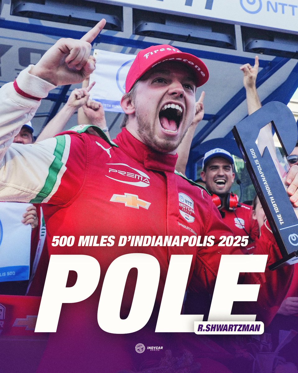 TearOffFR's tweet image. ⏱️ Robert Shwartzman a réalisé cette nuit la pole position pour la 109e édition des 500 Miles d'Indianapolis ! 🚀

C'est la première fois depuis plus de 40 ans qu'un rookie décroche la pole position des 500 Miles. Encore plus fou : le pilote PREMA n'avait jamais roulé sur un…