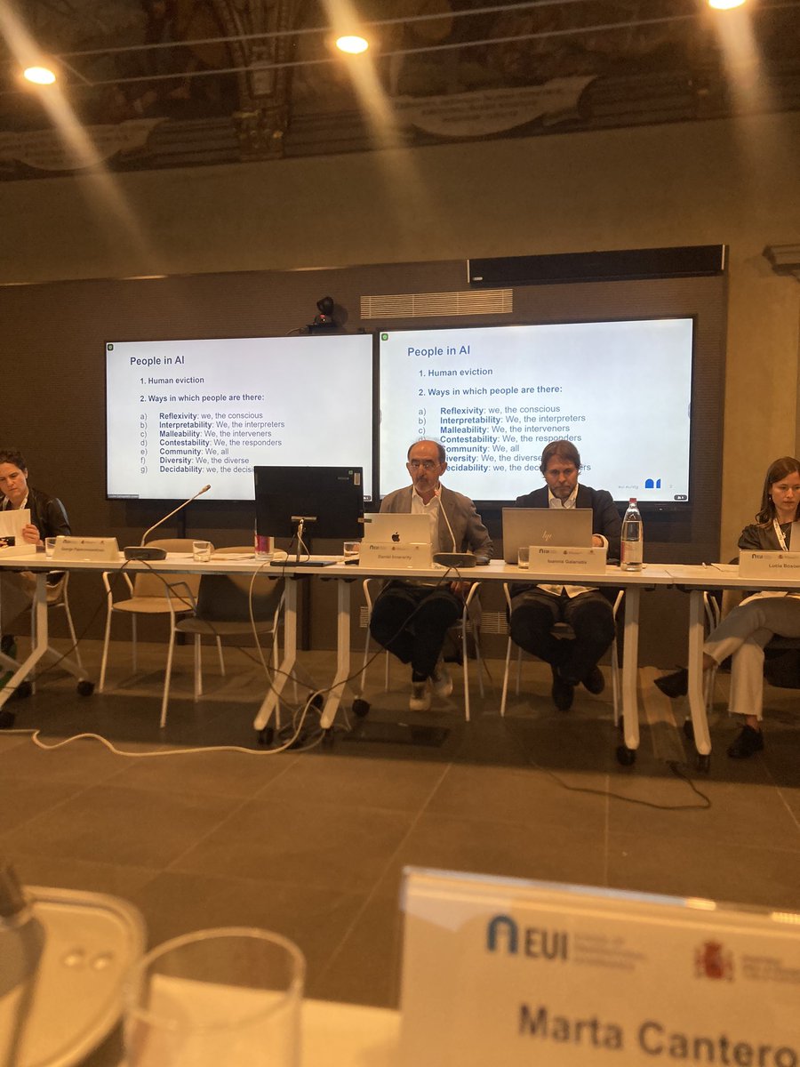 Marta Cantero (@martacantero) on Twitter photo Kicking-off our annual policy dialogue, <a href="/daniInnerarity/">Daniel Innerarity @daniel-innerarity.blsky.social</a> reflecting on the role of humans and AI, on what makes us humans v the machine, the political (mis)representation of human complexity through data, fallibility of tech, and some hope for the future
<a href="/STGEUI/">School of Transnational Governance</a> Kicking-off our annual policy dialogue, <a href="/daniInnerarity/">Daniel Innerarity @daniel-innerarity.blsky.social</a> reflecting on the role of humans and AI, on what makes us humans v the machine, the political (mis)representation of human complexity through data, fallibility of tech, and some hope for the future
<a href="/STGEUI/">School of Transnational Governance</a>