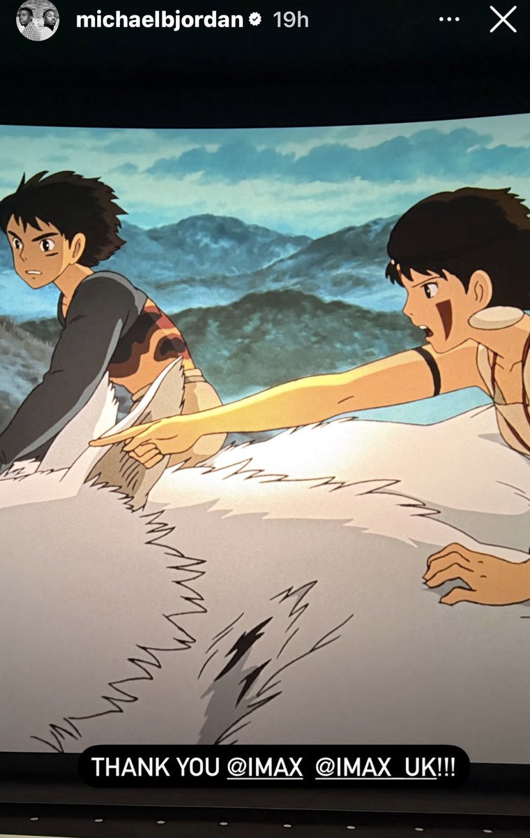 IMAX hooked up Michael B. Jordan with a private showing of #PrincessMononoke after he missed the re-release 🍿