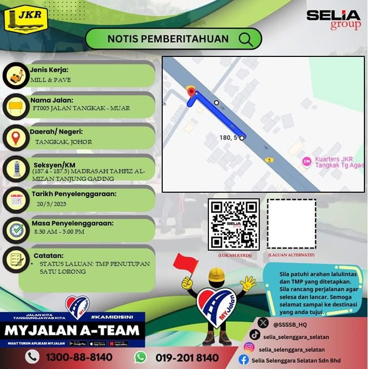 NOTIS PENYELENGGARAAN JALAN
#iamJKR
#JKRJohor
#JKRMalaysia
#JKRSynergy
#MediaDigitalJohor
#JasaKepadaRakyat
#infrarakyat
#TogetherWeDeliver