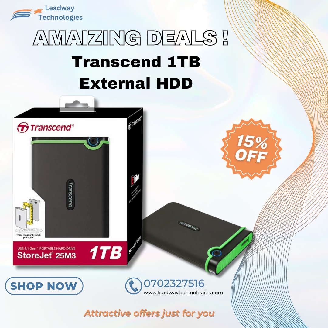 LeadwayTechLLP's tweet photo. ๐ฝ Transcend 1TB External Hard Drive
๐น 1TB Capacity
๐น USB 3.1 for fast transfers
๐น Shock-resistant design
๐น Compact & travel-friendly
๐ Available at Leadway Technologies
๐ฆ We deliver countrywide!
#Transcend1TB #ExternalHardDrive #LeadwayTechnologies #DataStorage #KenyaTech https://t.co/UQtWSQlule