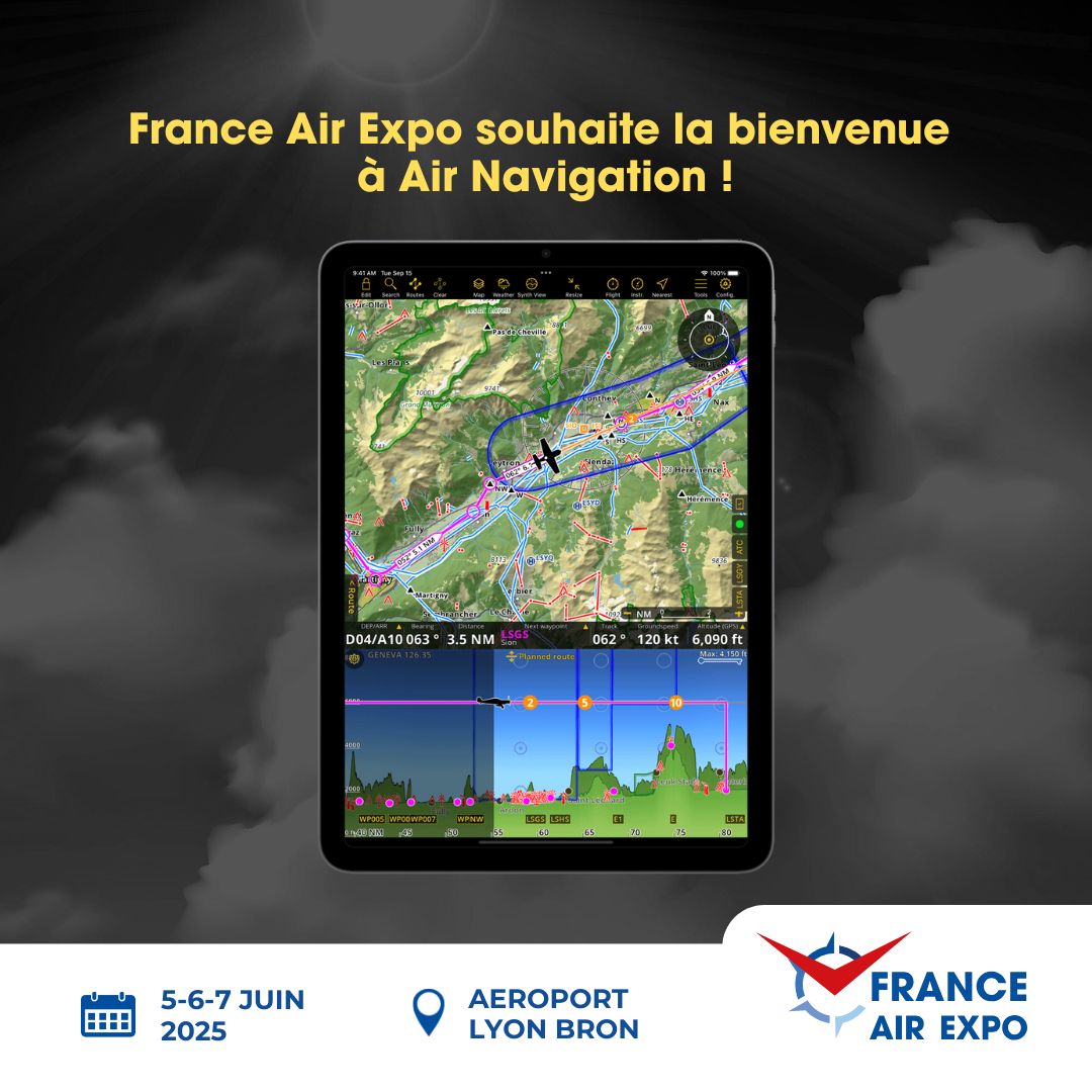 franceairexpo's tweet image. @franceairexpo accueille @AirNavPro !
• L’appli de navigation aérienne en temps réel plébiscitée par plus de 350 000 pilotes dans le monde
• Planification, suivi de vol, gestion de flotte : tout est là, en un seul outil.
• Développée par des pilotes, pour des pilotes…
