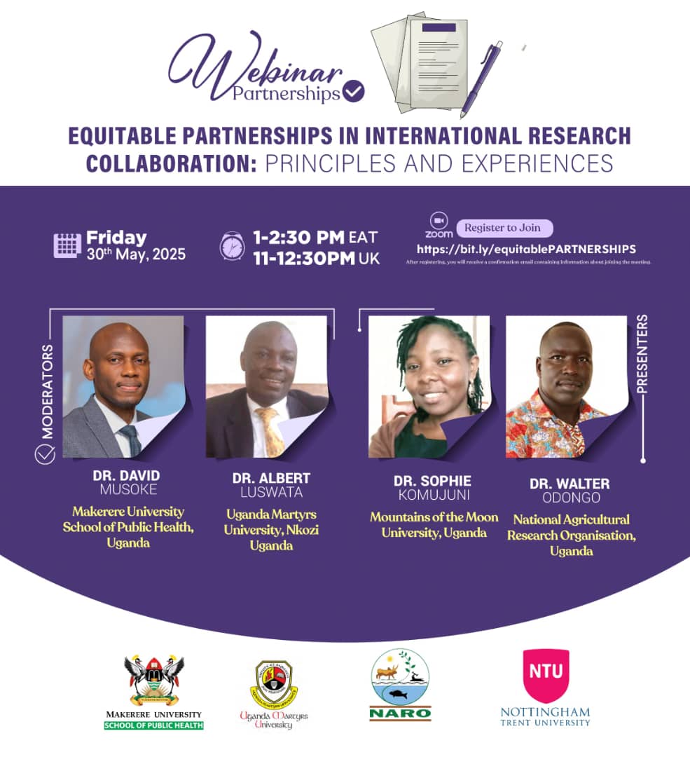 Makerere University School of Public Health (@maksph) on Twitter photo <a href="/Makerere/">Makerere University</a> School of Public Health, in partnership with <a href="/MMU_Uganda/">Mountains of the Moon University</a>, <a href="/umunkozi/">Uganda Martyrs University</a>, <a href="/narouganda/">NARO Uganda</a>, and <a href="/NottmTrentUni/">Nottingham Trent University</a>, with support from the <a href="/BritishAcademy_/">The British Academy</a>, invites you to a thought-provoking discussion on building equitable partnerships in international research slated for Friday, <a href="/Makerere/">Makerere University</a> School of Public Health, in partnership with <a href="/MMU_Uganda/">Mountains of the Moon University</a>, <a href="/umunkozi/">Uganda Martyrs University</a>, <a href="/narouganda/">NARO Uganda</a>, and <a href="/NottmTrentUni/">Nottingham Trent University</a>, with support from the <a href="/BritishAcademy_/">The British Academy</a>, invites you to a thought-provoking discussion on building equitable partnerships in international research slated for Friday,