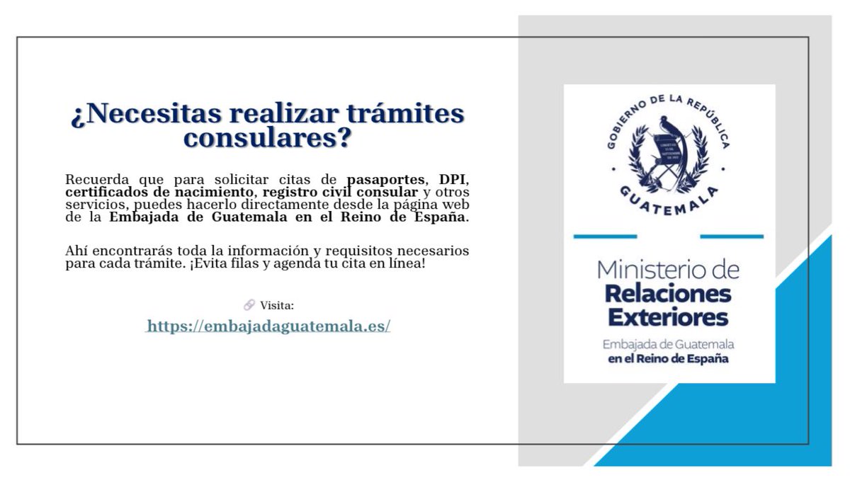 Información Importante ⚠️ 

embajadaguatemala.es