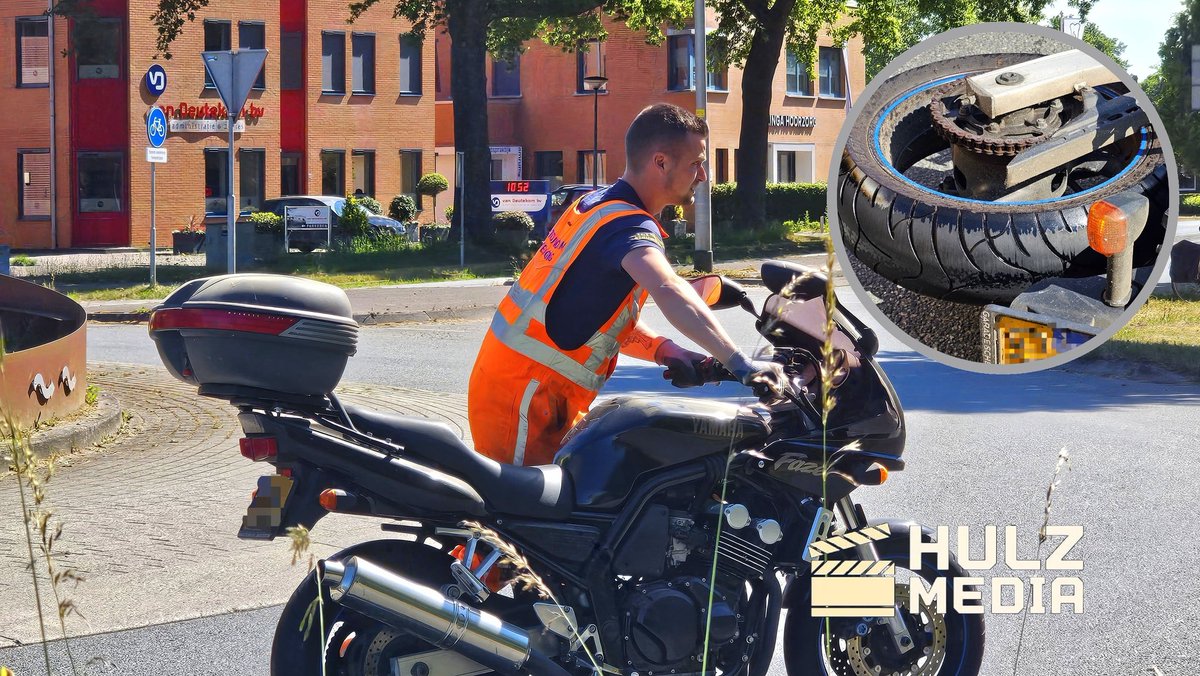 Motorrijder valt hard op de weg in Elburg