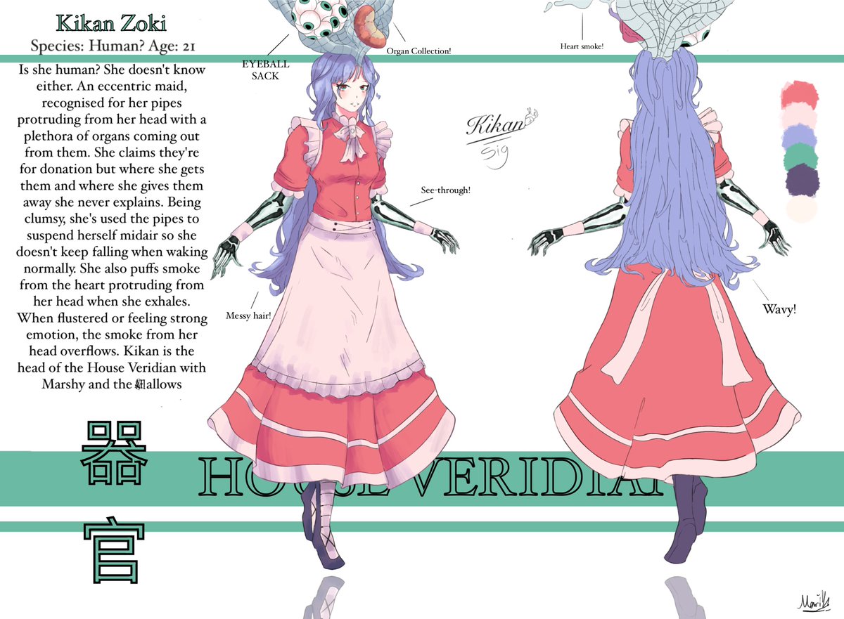 Ref for my OC Kikan! The organ lady! #イラスト #digitalart #artmoots