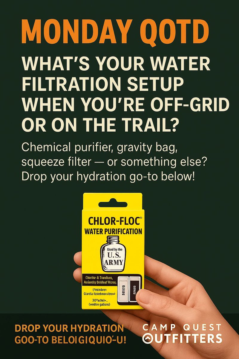 QuestGearHub's tweet image. 💧 What’s your off-grid water filter setup? Purifier, squeeze filter, or gravity bag?
#waterfilter #offgridready #trailtools