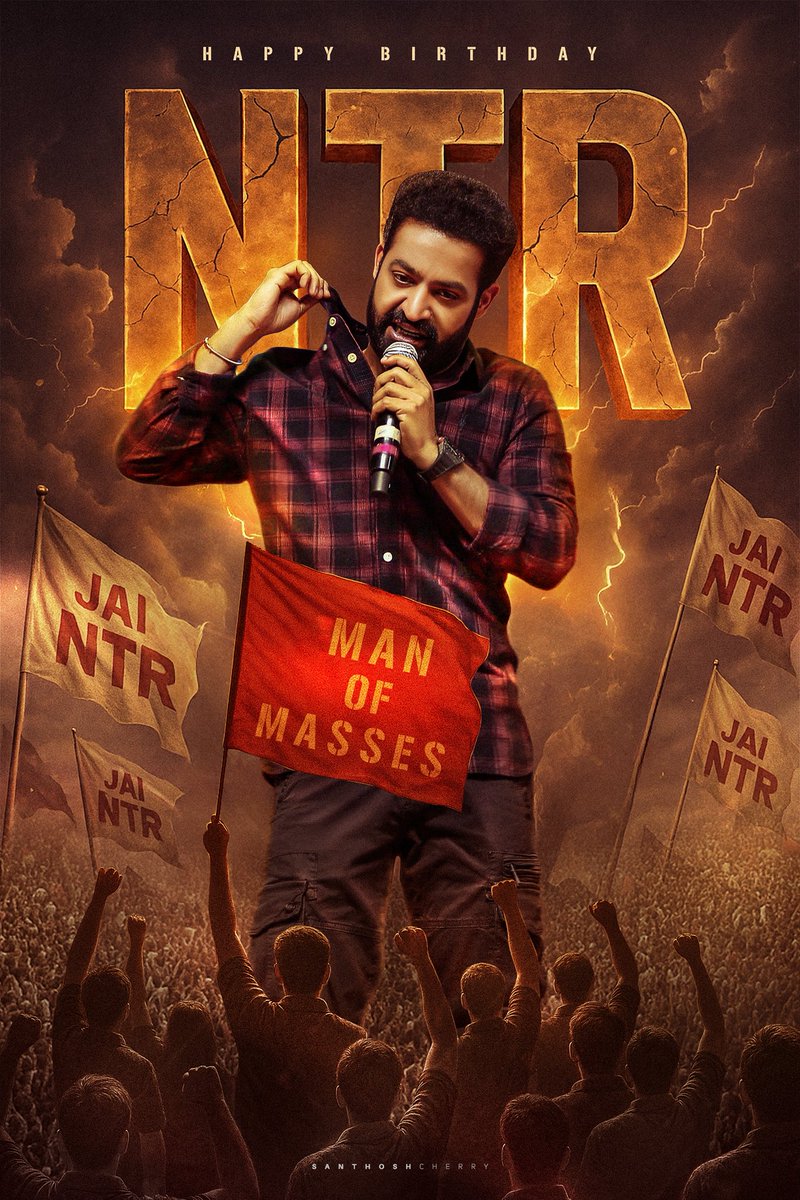 Here's wishing One of The Best &amp; Phenomenal Actor,One and Only Man of Masses <a href="/tarak9999/">Jr NTR</a> a very happy birthday 💥

Wishing an amazing year ahead with many more Sensational Milestones &amp; Blockbusters ♥️

A <a href="/SanthoshCherrry/">Santhosh Andaluri</a> design 

#HBDJrNTR 
#HappyBirthdayNTR #NTRNeel #War2