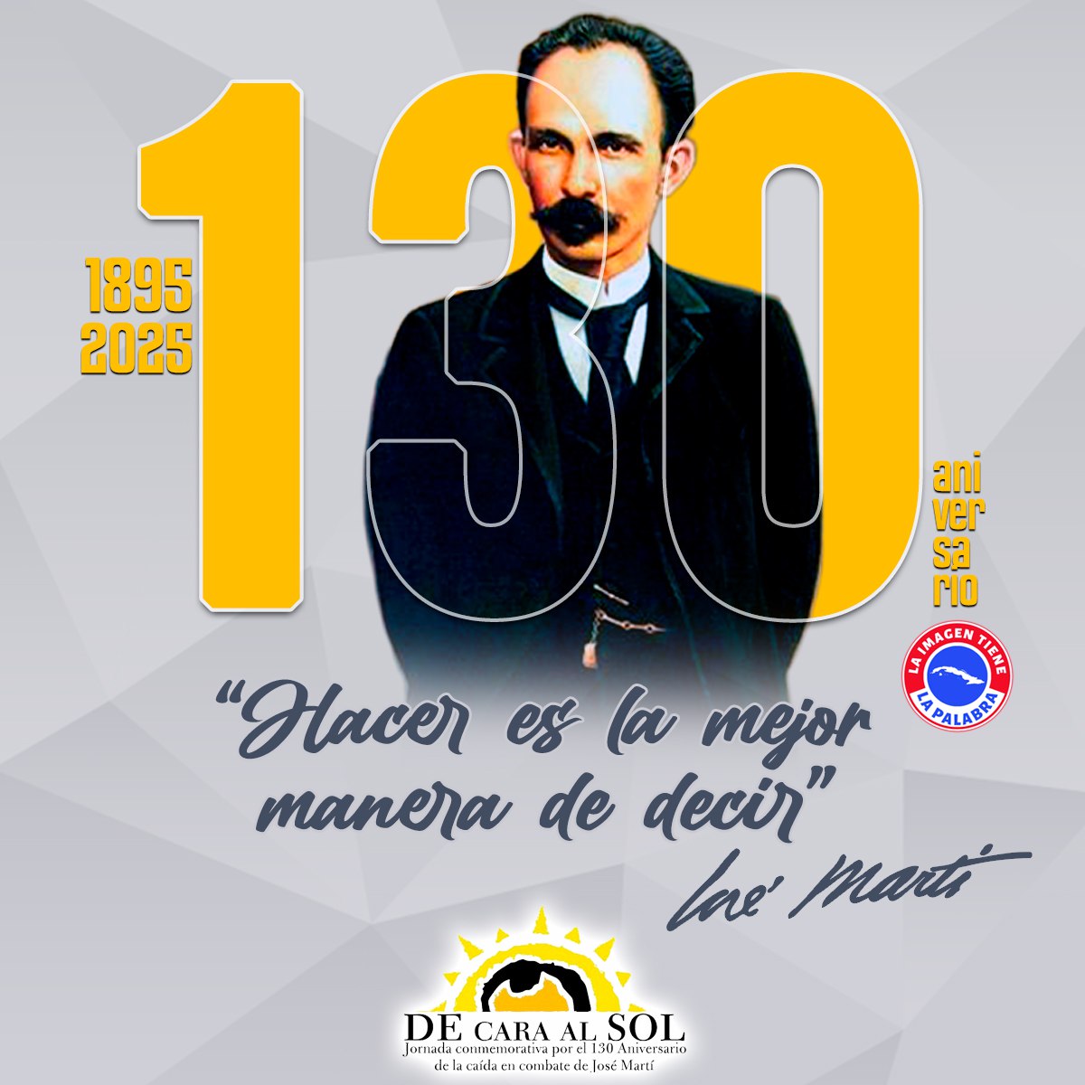 A 130 años de la caída en combate del Héroe Nacional, José Martí, #Cuba le recuerda. 
#DeCaraAlSol 
#ProvinciaGranma 
#DosRíos 
<a href="/PartidoPCC/">Partido Comunista de Cuba</a> 
<a href="/YudelkisOrtizB/">Yudelkis Ortiz Barceló</a> 
<a href="/DiazCanelB/">Miguel Díaz-Canel Bermúdez</a> 
<a href="/YanetsyTerry/">Yanetsy Terry Gutiérrez</a>