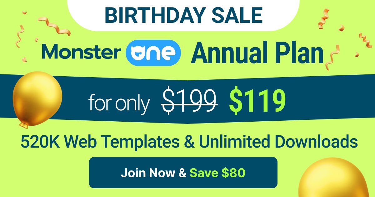 🎂 𝗪𝗲’𝗿𝗲 𝘁𝘂𝗿𝗻𝗶𝗻𝗴 𝟮𝟯! Celebrate with us and enjoy a discount on the MonsterONE Annual plan — unlimited templates, graphics &amp; more.

Join thousands of creators who power their projects with MonsterONE &gt;&gt; cutt.ly/2rx4DLp2

#MonsterONE #TemplateMonster #WebDesign