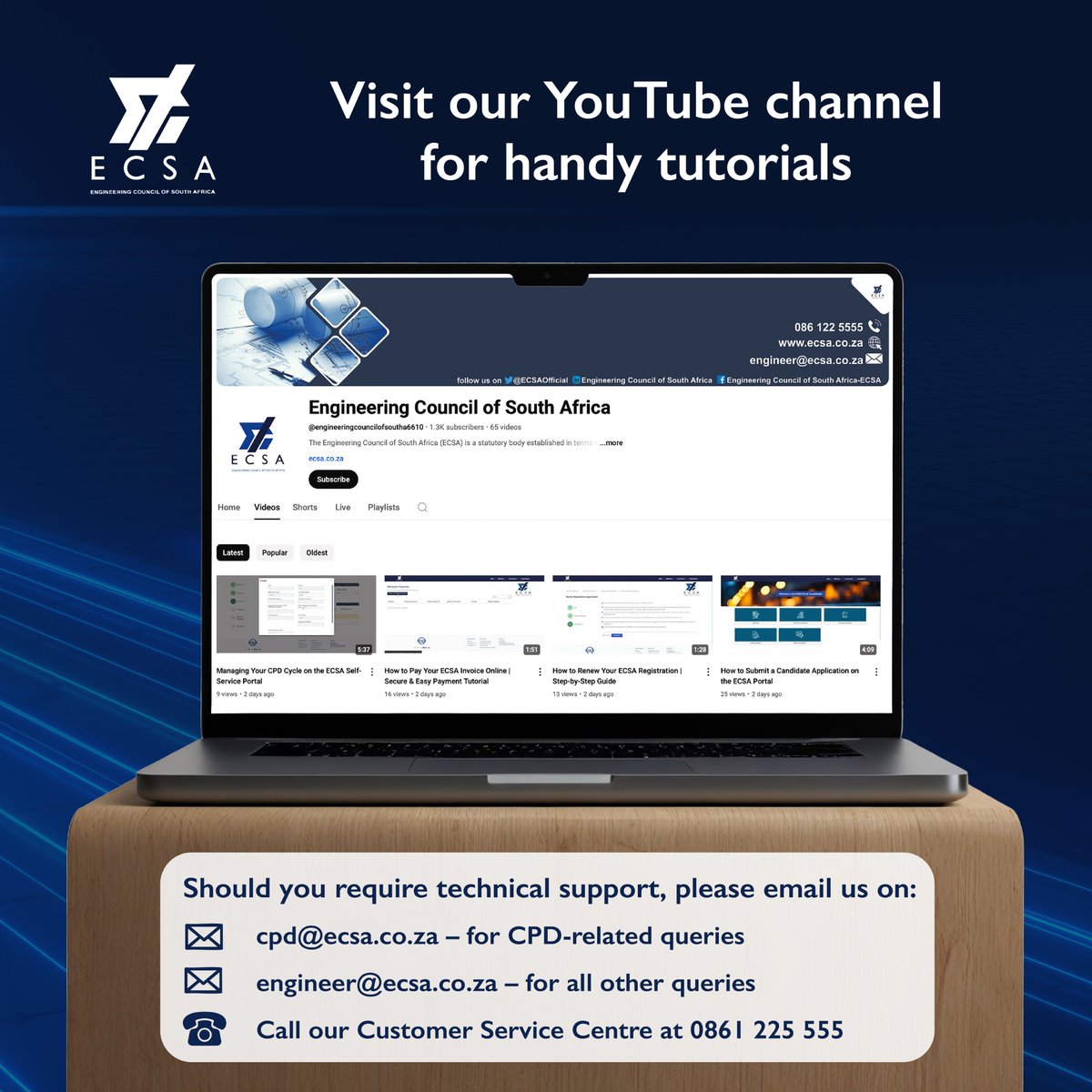 ECSAOfficial's tweet image. New to the ECSA self-service portal? Don’t worry – we’ve got you covered. Our step-by-step video tutorials walk you through everything from renewing your registration to managing your CPD cycle.

Visit our YouTube channel to get started: youtube.com/@engineeringco…

#ECSA #Tutorials