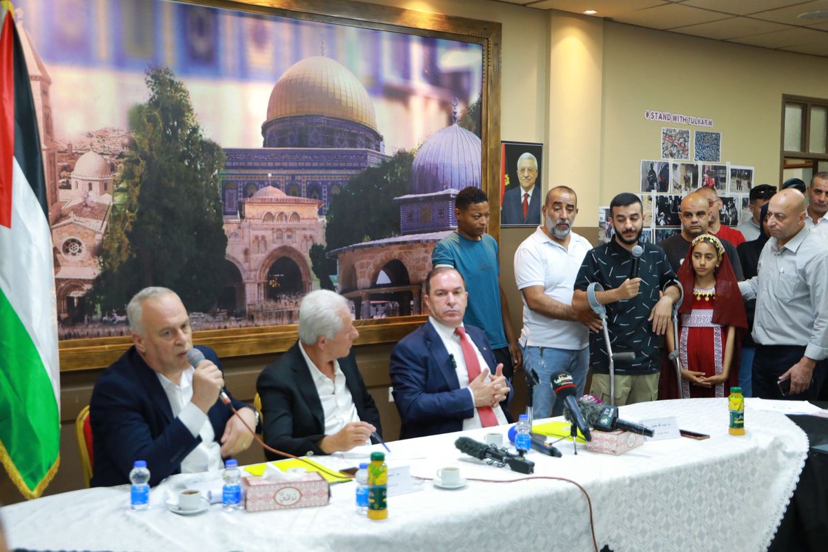 pmofa's tweet image. During the field visit of ambassadors and consuls accredited to the State of Palestine, organized by the Ministry of Foreign Affairs in cooperation with the #Tulkarm Governorate, several live testimonies were presented from the Tulkarm Governorate in general, and specifically