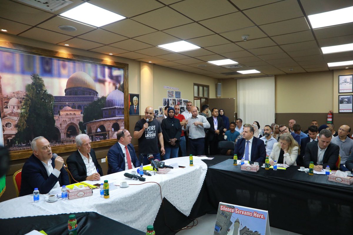 pmofa's tweet image. During the field visit of ambassadors and consuls accredited to the State of Palestine, organized by the Ministry of Foreign Affairs in cooperation with the #Tulkarm Governorate, several live testimonies were presented from the Tulkarm Governorate in general, and specifically