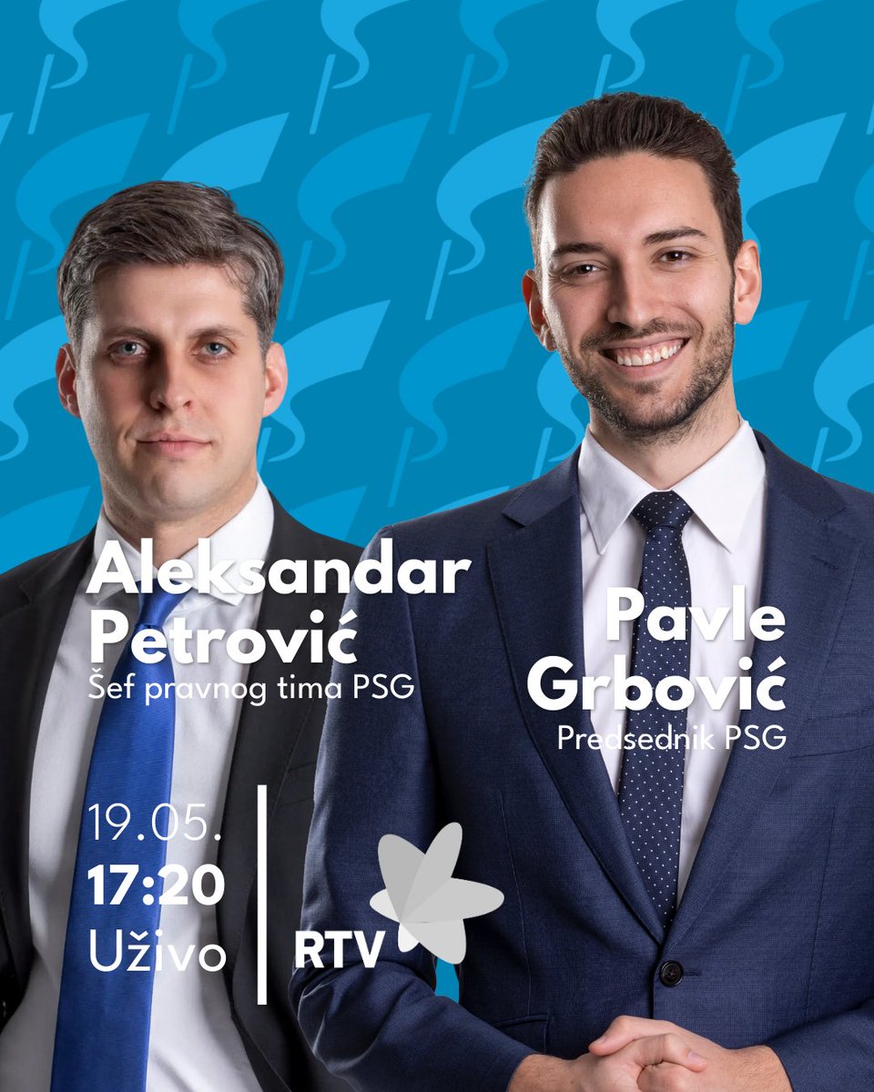 Slobodni građani (@pokretslobodnih) on Twitter photo Predsednik Pokreta slobodnih građana, <a href="/PavleGrbovic/">Pavle Grbovic</a> i član Predsedništva i šef pravnog tima <a href="/petrovic_law/">Aleksandar S. Petrović</a>, biće gosti emisije Pravi ugao na RTV danas od 17:20h! 👇 Predsednik Pokreta slobodnih građana, <a href="/PavleGrbovic/">Pavle Grbovic</a> i član Predsedništva i šef pravnog tima <a href="/petrovic_law/">Aleksandar S. Petrović</a>, biće gosti emisije Pravi ugao na RTV danas od 17:20h! 👇
