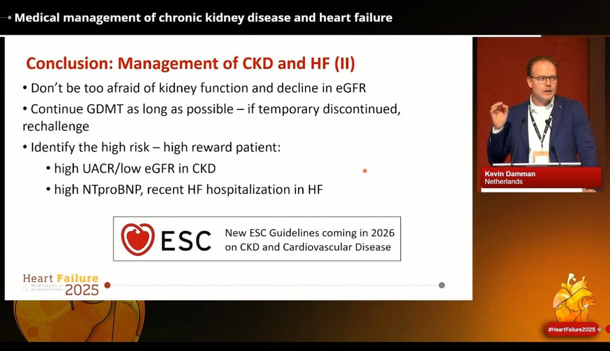 Novi Yanti Sari (@slumberbell) on Twitter photo Medical management of #CKD & #HeartFailure, insight by <a href="/kevin_damman/">Kevin Damman</a>:
📍Expect an initial dip in #eGFR with #RAASi, #SGLT2i, & #MRA, but don’t panic!
📍Monitoring is essential
📍Continue #GDMT as long as possible & rechallenge if therapy is paused
⚠️Stay tuned for the upcoming Medical management of #CKD & #HeartFailure, insight by <a href="/kevin_damman/">Kevin Damman</a>:
📍Expect an initial dip in #eGFR with #RAASi, #SGLT2i, & #MRA, but don’t panic!
📍Monitoring is essential
📍Continue #GDMT as long as possible & rechallenge if therapy is paused
⚠️Stay tuned for the upcoming
