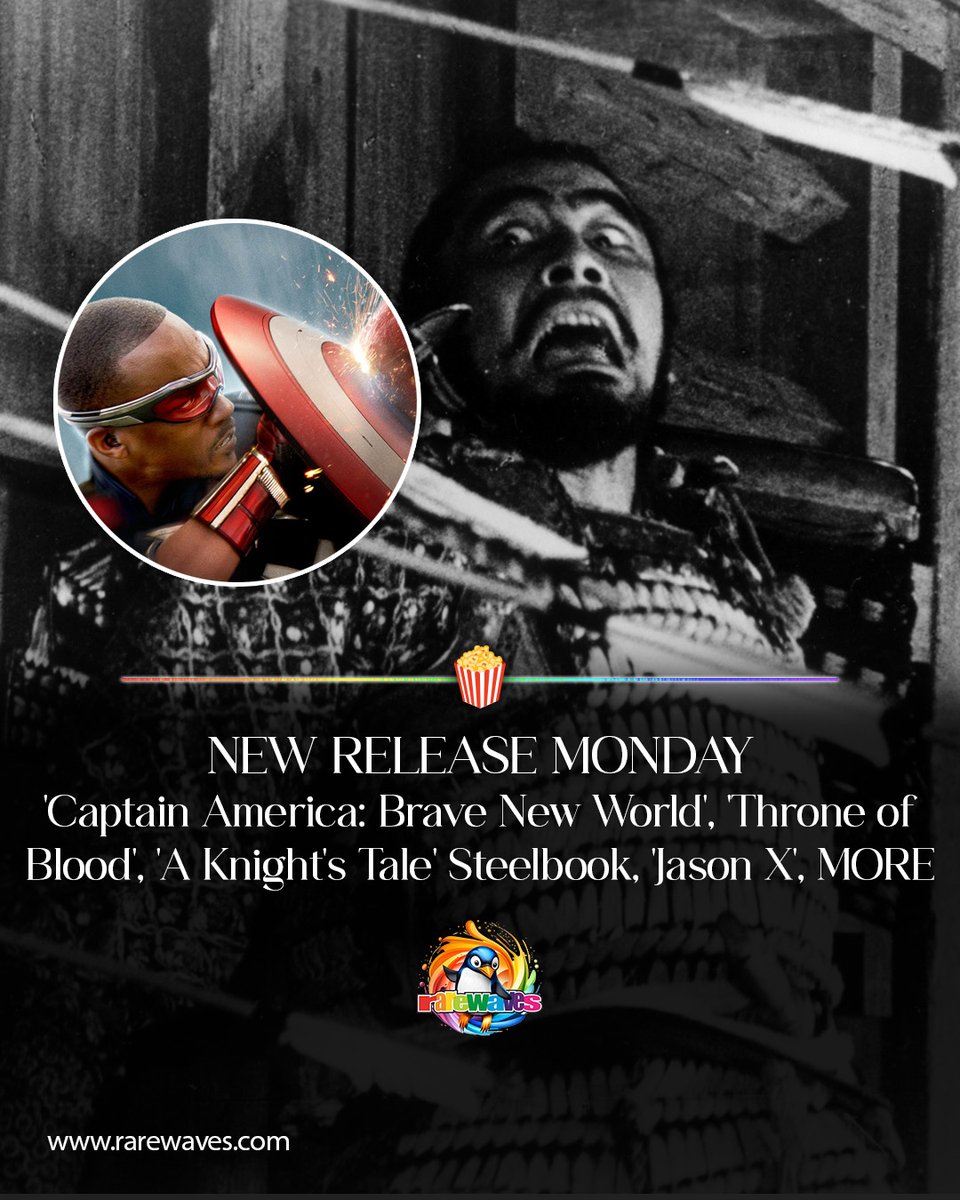RarewavesCom's tweet image. happy monday 😬

Cheer up, there's new MCU and classic samurai releases 😯 The latest Captain America and Throne of Blood by Kurosawa ⚔️

Feel better yet? Check out our film and TV and you will 😌👉 tinyurl.com/RW-film-tv-new…

#Rarewaves🌈
#NewToday #OutNow 
#OutToday #GetYours