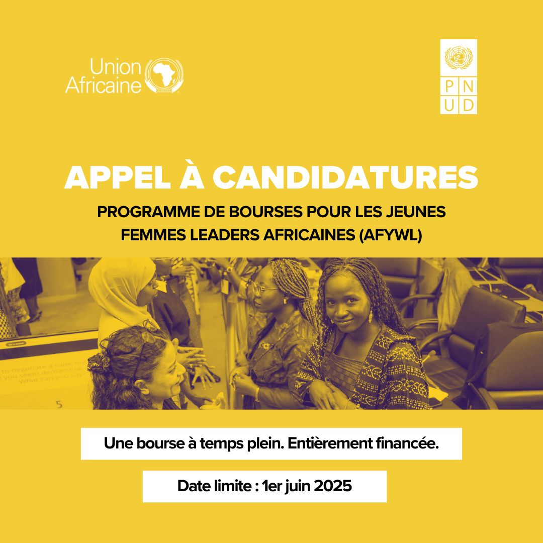 UNDPCareers's tweet photo. 🌏 A career with global impact is in your hands! - We invite you to apply to the 4th Cohort of the UNDP African Young Women Leaders (AfYWL) Fellowship Programme
📆1 June 2025 :
☑https://t.co/6YiL4c5QUX
#JoinALifeChangingMission #UNDPCareers #AfricanWomenLeaders https://t.co/wNwCpxFEns