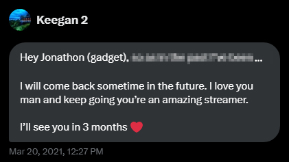 He broke down on his 3-month break from my channel after just 22 hours btw lol. Miss you every day, buddy. Doing my best to keep swagging out for you ❤️