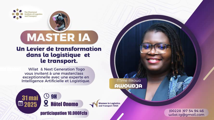 AriellahIken's tweet photo. Participez au masterclass organisé par WiLAT TOGO et 𝗡𝗲𝘅𝘁 𝗴𝗲𝗻𝗲𝗿𝗮𝘁𝗶𝗼𝗻 𝗧𝗼𝗴𝗼 dédiée à l'IA et son rôle crucial dans la logistique et le transport. Ce 31 𝗺𝗮𝗶 2025 à 09𝗵00 à l'hô𝘁𝗲𝗹 𝗢𝗻𝗼𝗺𝗼. 𝗣𝗮𝗿𝘁𝗶𝗰𝗶𝗽𝗮𝘁𝗶𝗼𝗻: 10.000 Fcfa tel: 93549457 https://t.co/D5k4swCNAW