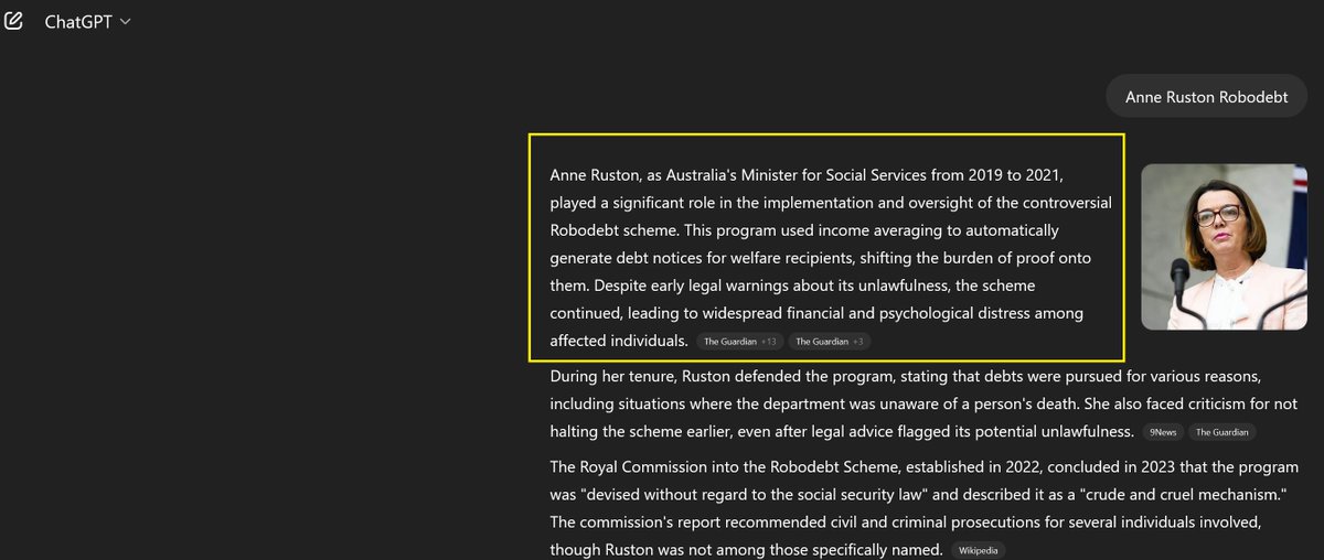 Medicayy's tweet image. It's disheartening that #AnneRuston seems reluctant to confront her own reflection or seek insights from "#AI," much like other narcissistic sociopaths. 

True growth requires self-examination and a willingness to listen to different perspectives.

#Robodeath #Unlawfull #auspol