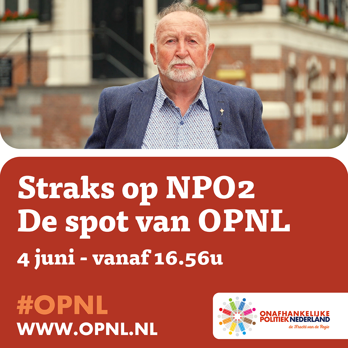 Straks op NPO2 vanaf 16.56 uur. De spot van OPNL tijdens de zendtijd voor politieke partijen #opnl