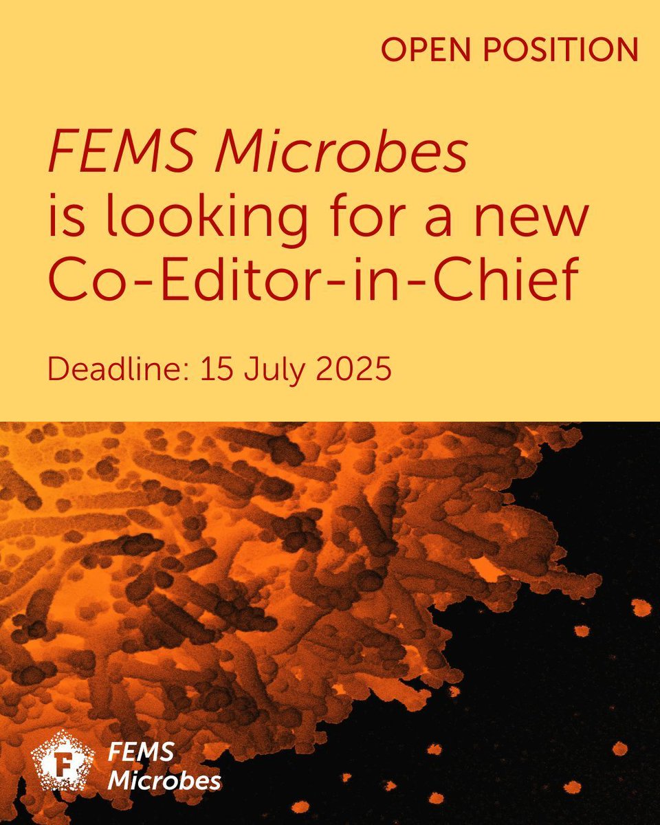 Want a front-row seat to the future of microbiology? #FEMSMicrobes is looking for a new Co-Editor-in-Chief! Join our editorial team to shape the journal’s direction, champion early career researchers, &amp; expand your own scientific network. 

Learn more 👉 buff.ly/k8xLRoM