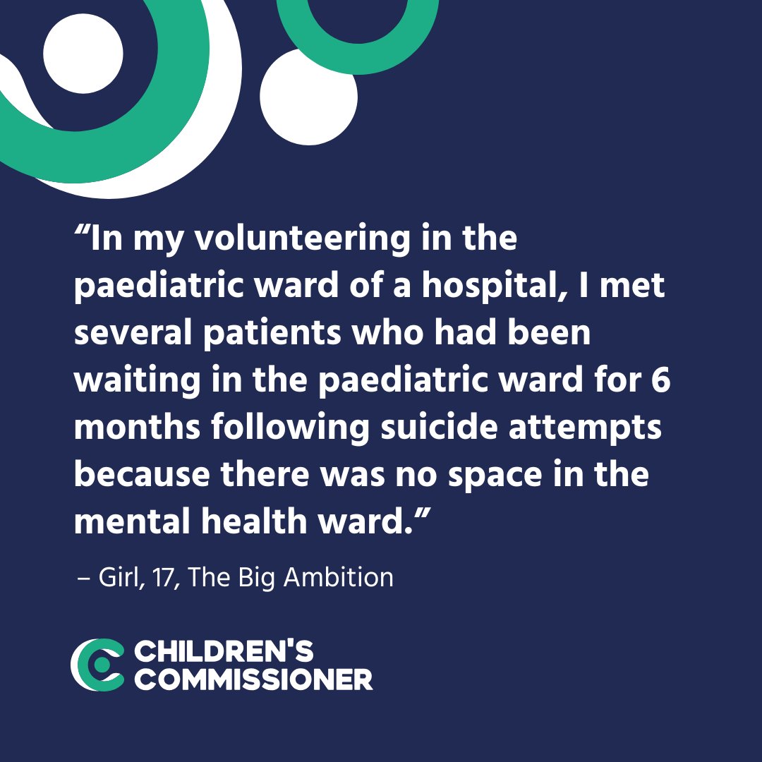 “Fund mental health support for young people before it reaches crisis point.” - Boy, 14

Demand for children’s mental health services continues to increase &amp; nearly 60,000 children in England in 2023-24 were referred ‘in crisis’. 

Find out more 👇
childrenscommissioner.gov.uk/resource/child…