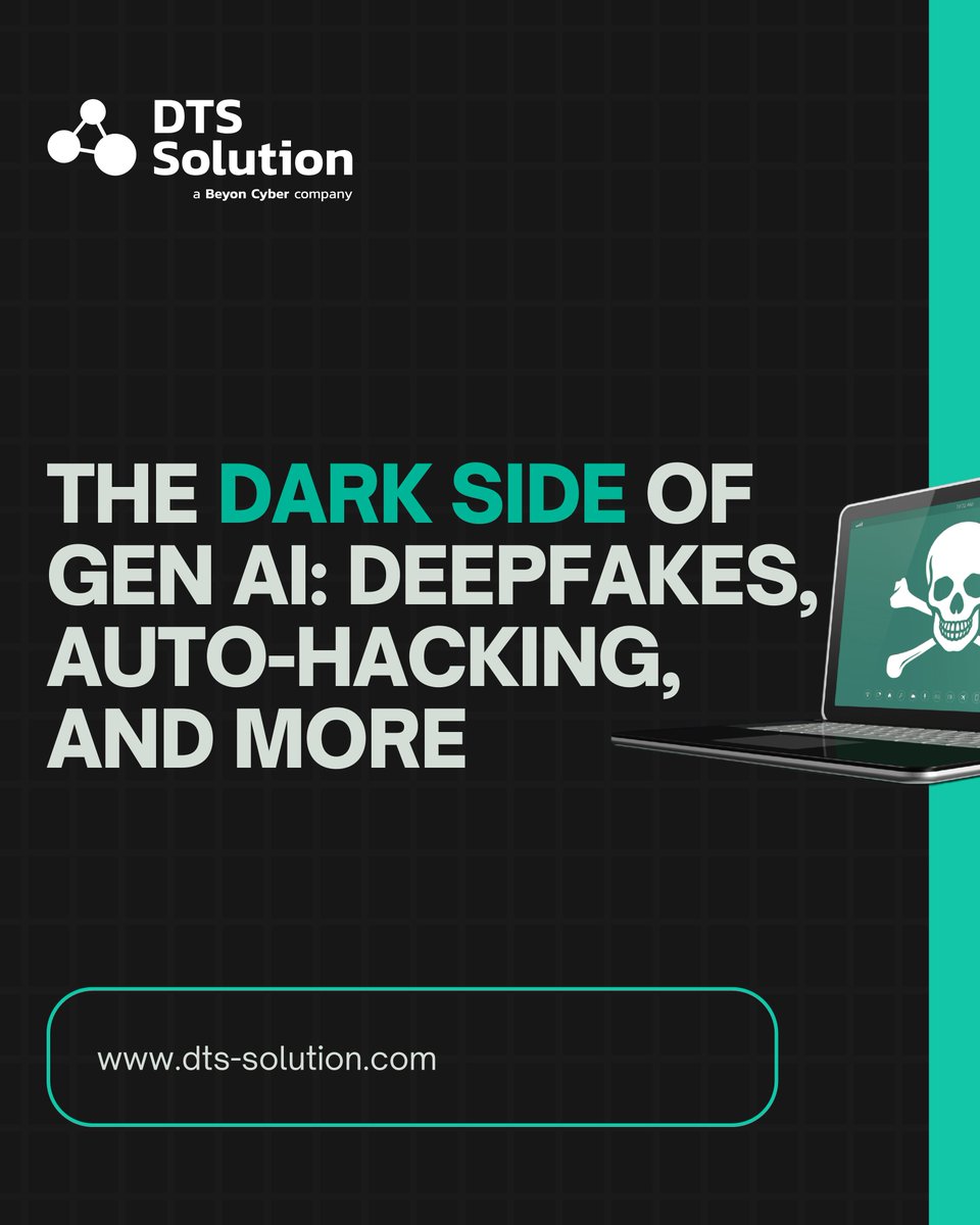 DTS_Solution's tweet photo. Everyone is talking about what Generative AI can create, but few are talking about what it can destroy.
Our new guide from DTS Solution breaks down the hidden risks and how your security team can stay ahead.
➡Stay ahead of GenAI threats. Link in bio
#DTSSolution #GenAIrisks https://t.co/Qc9MthldpT