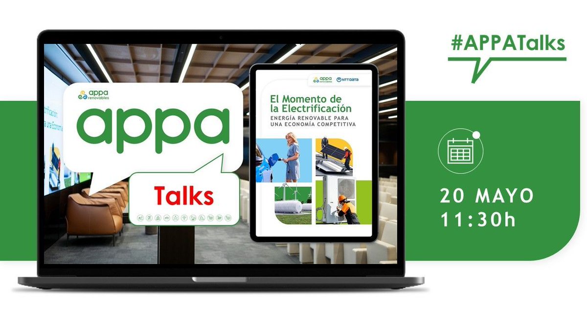 ‼️ Último día para apuntarte al primer #APPATalks | Mañana abrimos un nuevo espacio de reflexión con una pregunta clave: ¿Puede la electrificación transformar nuestra economía y reforzar la autonomía energética de Europa?

🗓️ Martes 20 de mayo | 11:30h
Inscríbete aquí 📥👉