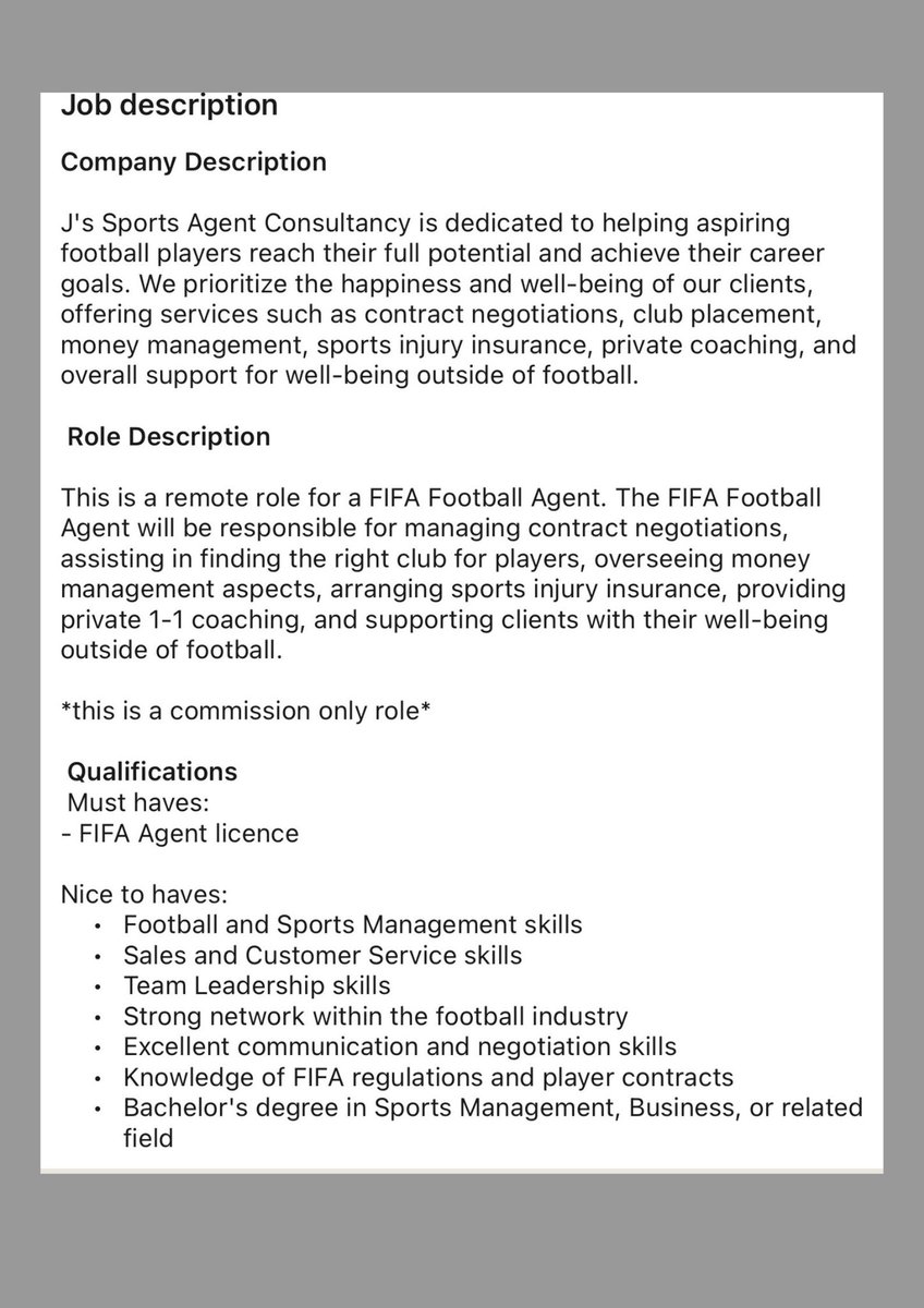 Jssportsagent's tweet image. 🚨 We’re Hiring! 🚨
JSAC is on the lookout for a FIFA-licensed agent to join our growing team.

📧 Apply now: jordangibbs@jsac.co.uk
#JSAC #FootballAgent #FIFALicensed #CareersInFootball #JoinTheTeam #PlayerRepresentation #FootballJobs