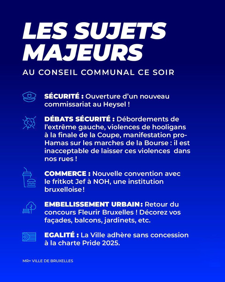 Ce soir, la majorité agit pour Bruxelles : sécurité, commerce, égalité, embellissement. 

Du concret à l’ordre du jour !

Une idée, une question, un point à améliorer ? Écrivez ici.

Suivez le Conseil communal en direct : bruxelles.be/conseil-live
