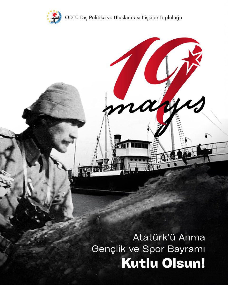 19 Mayıs Atatürk’ü Anma, Gençlik ve Spor Bayramı kutlu olsun! 🇹🇷 ODTÜ DPUİT olarak Gazi Mustafa Kemal Atatürk’ün Samsun’a çıkarak kurtuluş mücadelesini başlattığı bu anlamlı günde onu ve silah arkadaşlarını saygı ve minnetle anıyoruz.