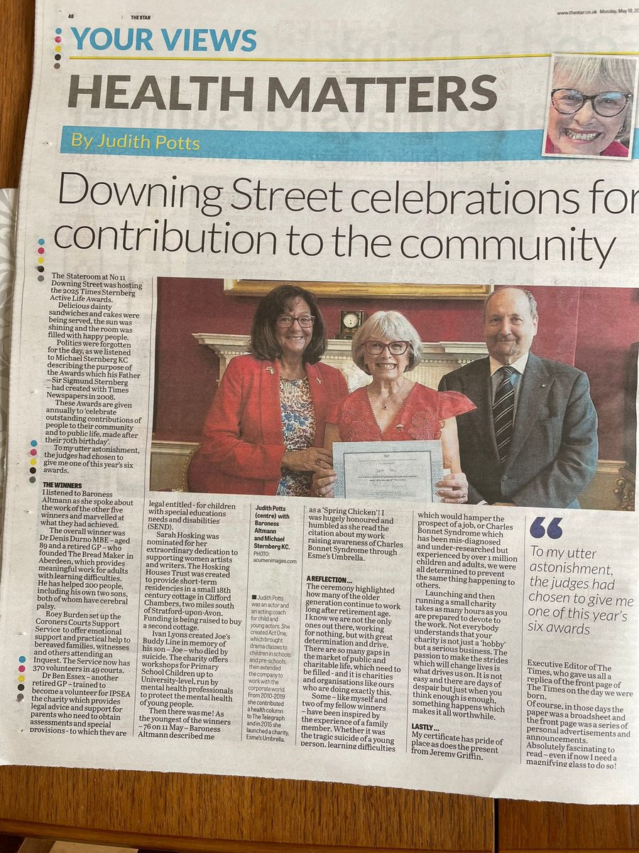 Judith Potts (@judithpotts) on Twitter photo Today’s <a href="/SheffieldStar/">The Star, Sheffield</a> was among <a href="/NationalWorld/">NationalWorld</a>’s titles to carry my piece about The Times Sternberg Award. Picture shows Baroness Altmann, wearing a red jacket and flowered dress, <a href="/JudithPotts/">Judith Potts</a> in a pink dress and Michael Sternberg KC. Today’s <a href="/SheffieldStar/">The Star, Sheffield</a> was among <a href="/NationalWorld/">NationalWorld</a>’s titles to carry my piece about The Times Sternberg Award. Picture shows Baroness Altmann, wearing a red jacket and flowered dress, <a href="/JudithPotts/">Judith Potts</a> in a pink dress and Michael Sternberg KC.