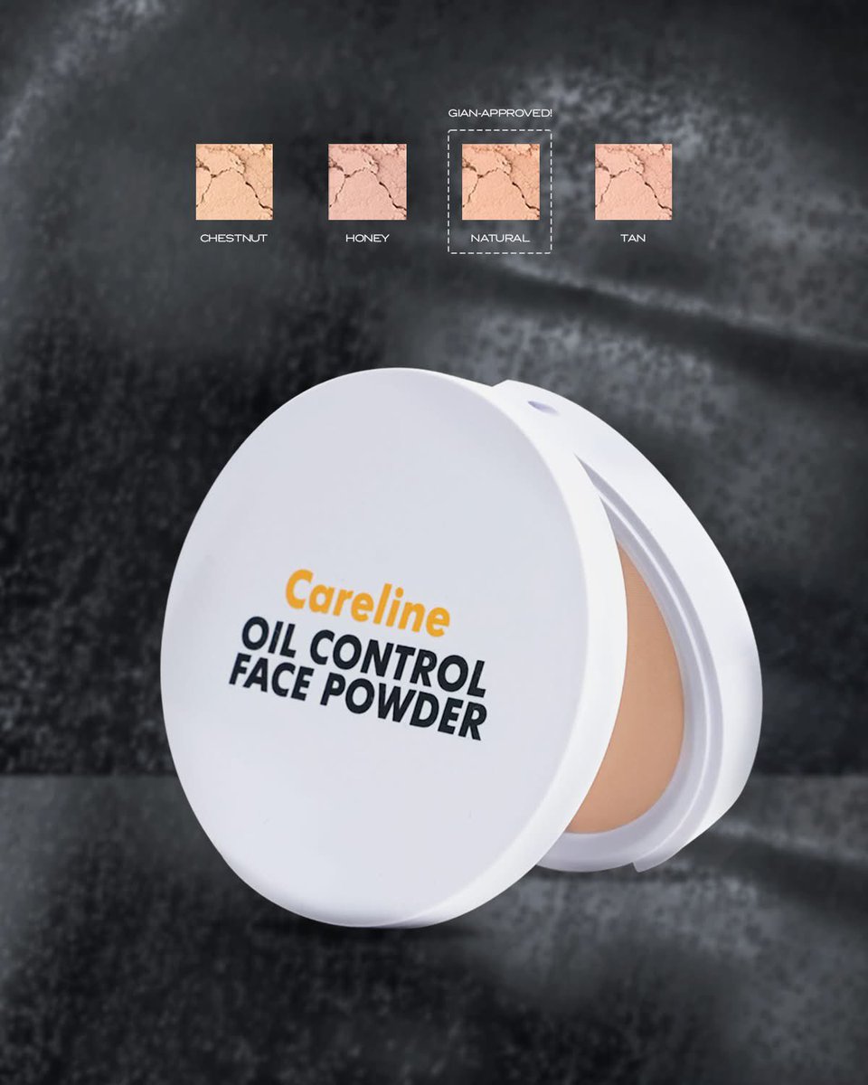 Looks like skin. <a href="/gianbernardino_/">gian</a>'s shade? Natural.

OIL CONTROL FACE POWDER

- Lightweight
- Natural-looking finish
- Absorbs excess oil

SHADES

- Natural (Gian-approved!)
- Tan (Rapha-approved!)
- Chestnut
- Honey

🛒 Shop online and in stores.

#CarelinePH #CarelineFacePowder