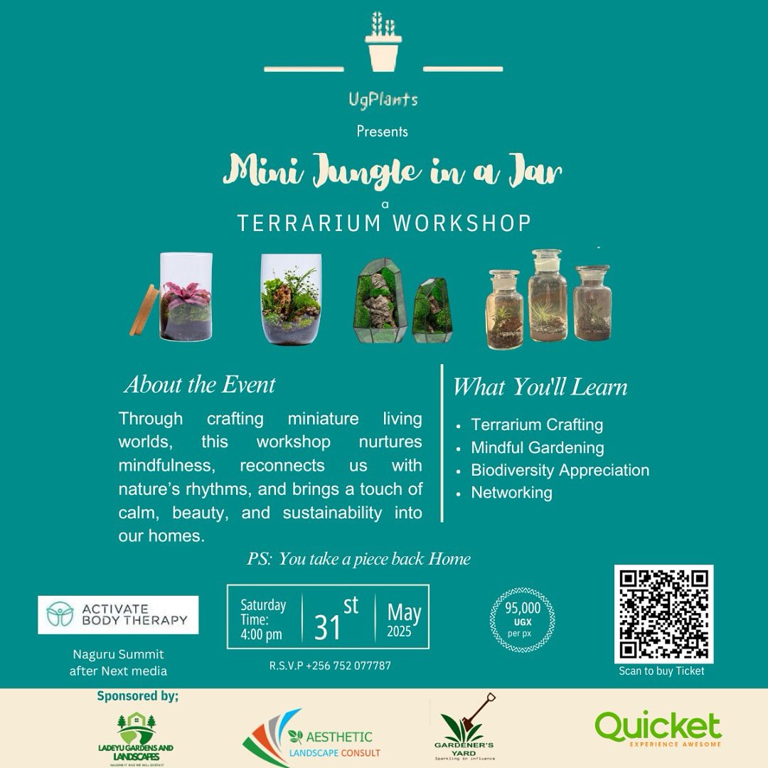 ugplants's tweet photo. Let’s we not forget the day is next Saturday!  Come experience Nature with us #Terrarium #kampala #Happeningnow https://t.co/wax2bQPgjO