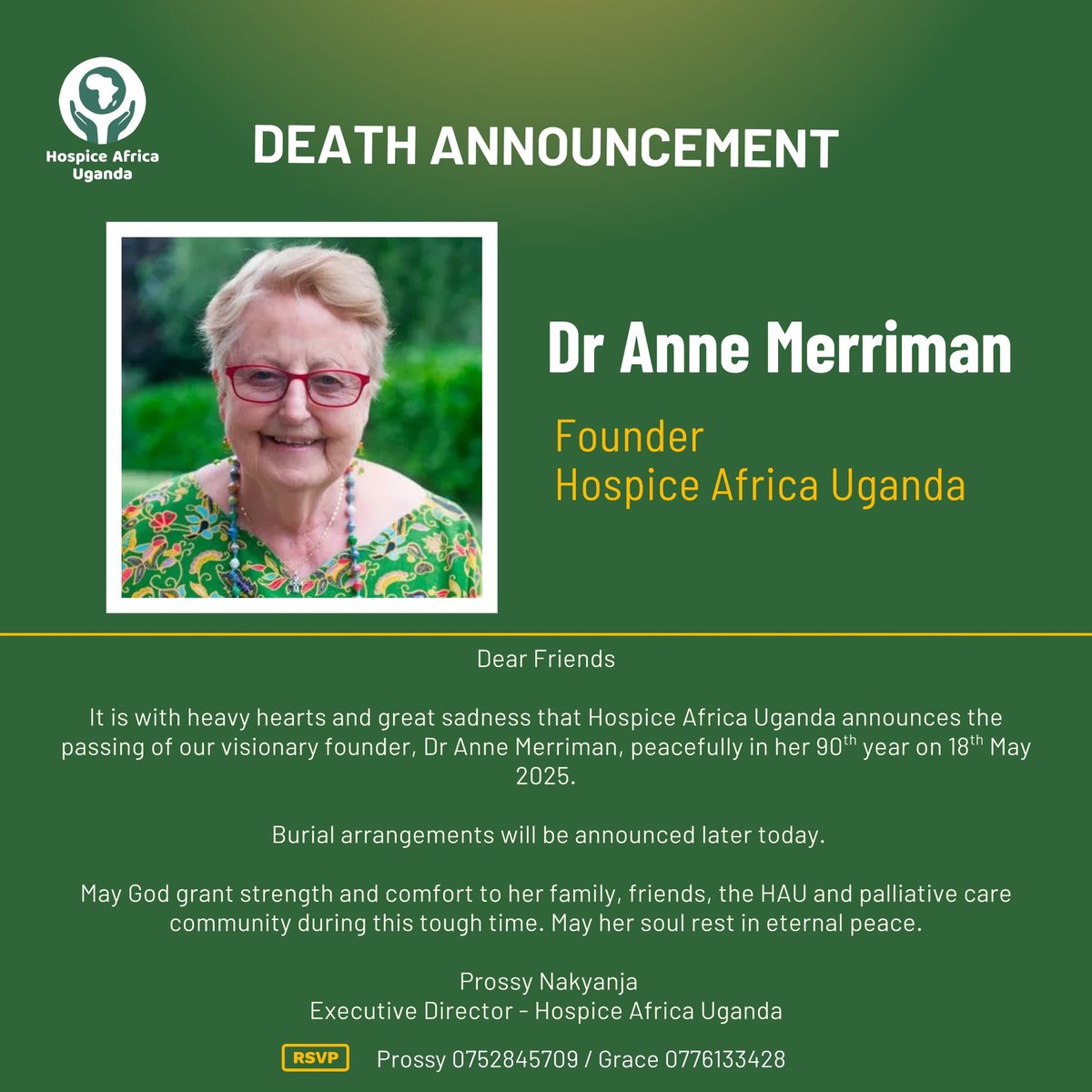 Farewell to a visionary leader: Dr. Anne Merriman, a Shining Example of Dedication and Compassion. 
_"Our love comes from God and our compassion comes from the example of a good samaritan. Compassion is such an important thing for us, not only in work, but also with each other,"