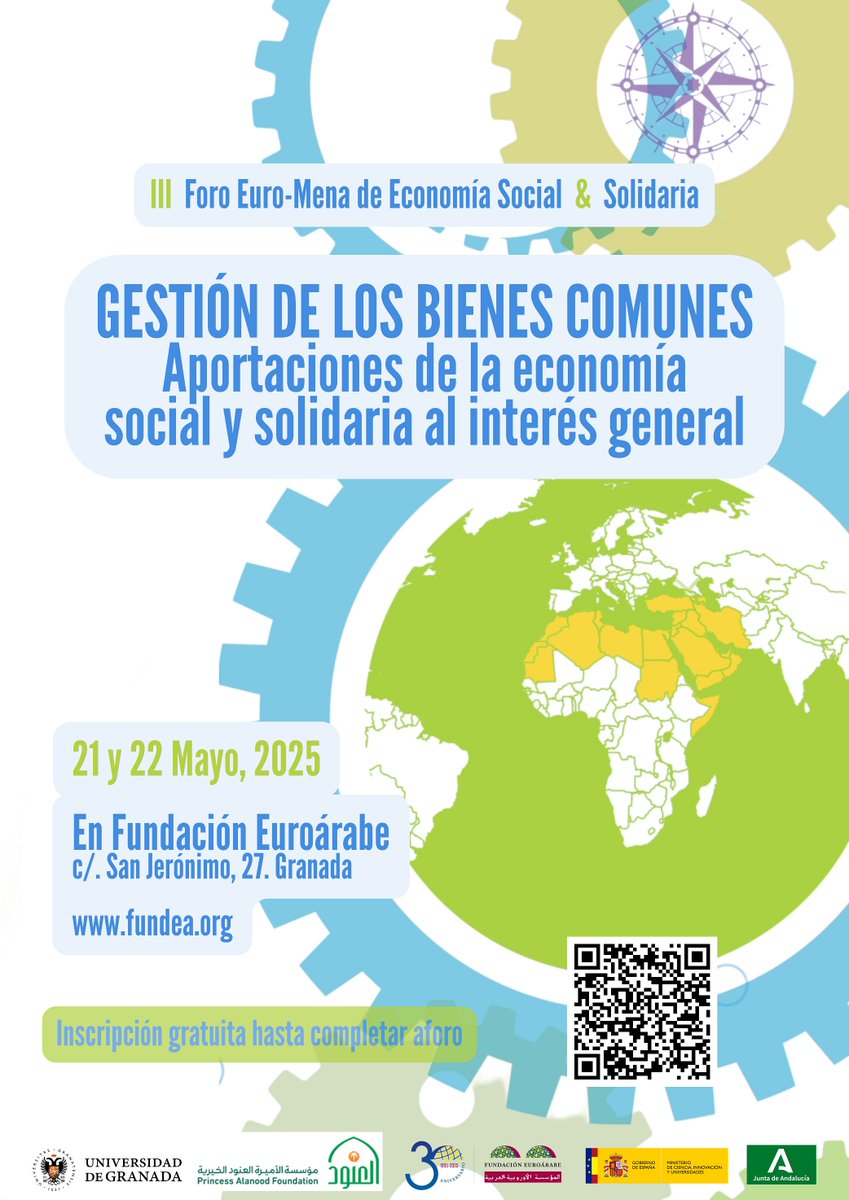Foro Euro-Mena de Economía Social y Solidaria de la Fundación Euroárabe, los dias 21 y 22 de mayo. 
Inscripciones abiertas. Plazas limitadas.
Inscripción 10 € en el formulario: forms.gle/aSbxoW6ZieuHjt…

Información y programa en: fundea.org/vuelve-en-mayo…