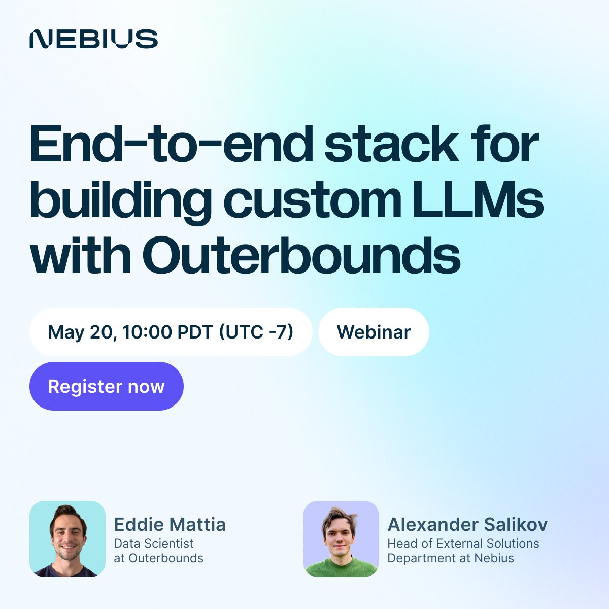 You can still register for Nebius × <a href="/OuterboundsHQ/">Outerbounds</a> webinar on building custom LLMs: nebius.com/events/webinar…. Join us tomorrow at 10 AM PDT.

We’ll cover a modern stack for developing domain-specific models using the latest post-training tricks, including custom reward functions.