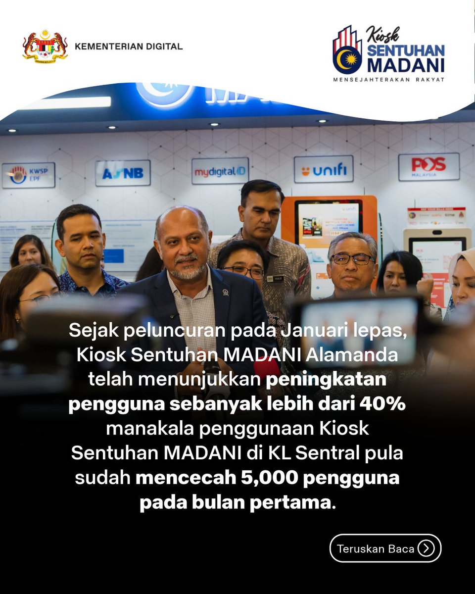 GobindSinghDeo's tweet photo. Kenapa anda patut guna Kiosk Sentuhan MADANI...
Pada 8hb Mei 2025, Kiosk Sentuhan MADANI yang ke-3 diluncurkan di One Utama Shopping Centre, Petaling Jaya untuk kesejahteraan rakyat.
#MalaysiaMadani
#rakyatdigital
#oneutama https://t.co/g9yR2NyrBg