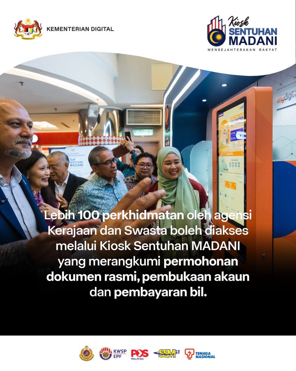 GobindSinghDeo's tweet photo. Kenapa anda patut guna Kiosk Sentuhan MADANI...
Pada 8hb Mei 2025, Kiosk Sentuhan MADANI yang ke-3 diluncurkan di One Utama Shopping Centre, Petaling Jaya untuk kesejahteraan rakyat.
#MalaysiaMadani
#rakyatdigital
#oneutama https://t.co/g9yR2NyrBg